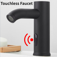 Black Smart Sensor Faucet Kitchen Sink Mixer Tap Touchless Vanity Faucet Bathroom Vanity Auto Faucet Kitchen Infrared Tap Spigot