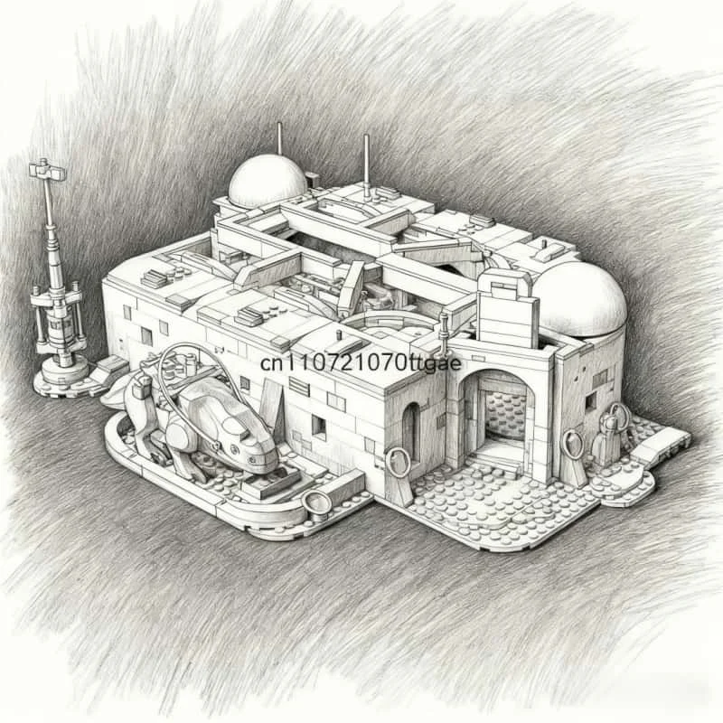 

Moc Desert House Village Star Movie Tatooine Moss Eisley Tavern креативные строительные блоки военная база игрушки детская сборка подарки