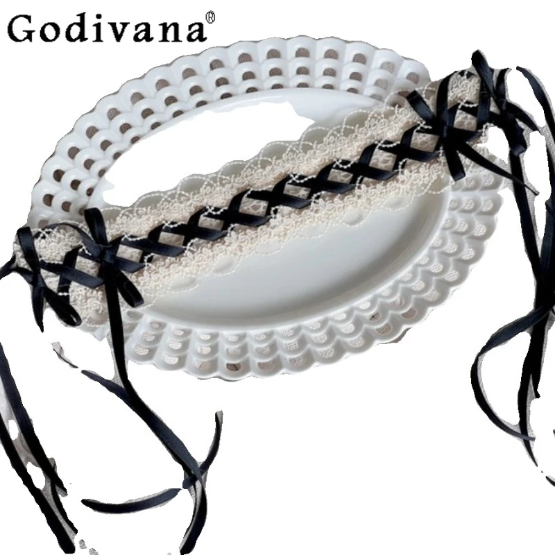 توليد اللون الدانتيل لوليتا القوس عقال النساء الأصلي اليدوية متعدد الألوان أغطية الرأس الإناث الصيف اليابانية عصابات