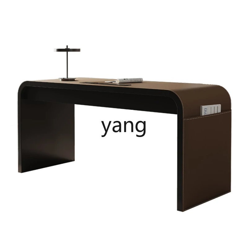 

Yjq Minimalist Saddle Leather Study Desk Modern Light Luxury High-End Designer Desk Boss Desk