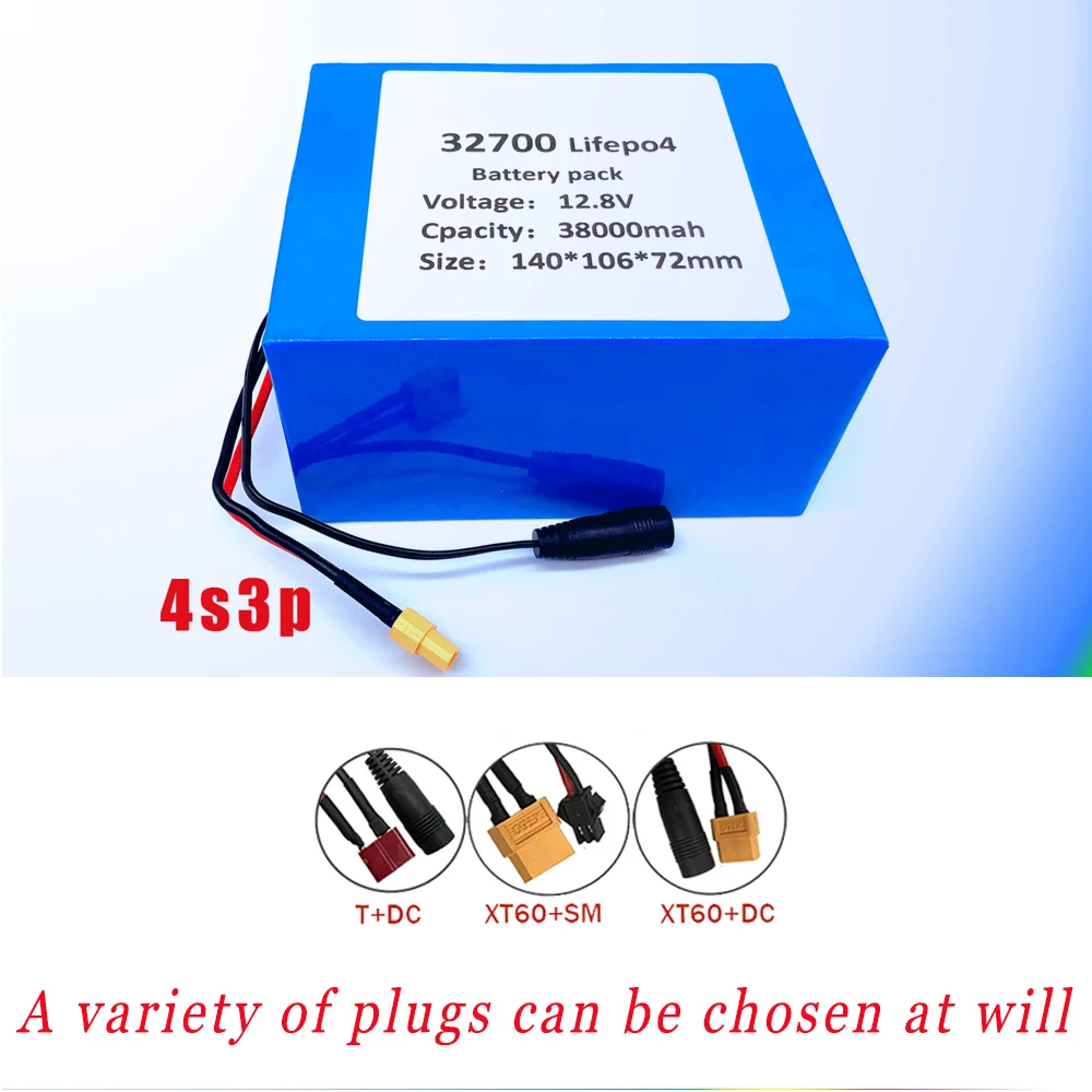 12.8V 38Ah 32700 Lifepo4 Battery 4S3P with 40A Balance for Electric Bike Battery Electric Boat 12V UPS DIY Solar Add Charger