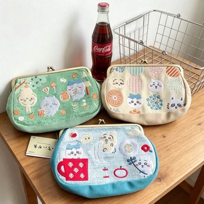 Anime Cartoon Kawaii Chiikawa Usagi Metal Buckle Embroidery Make Up Storage Bag Delicate Good-looking Unique Send A Girlfriend