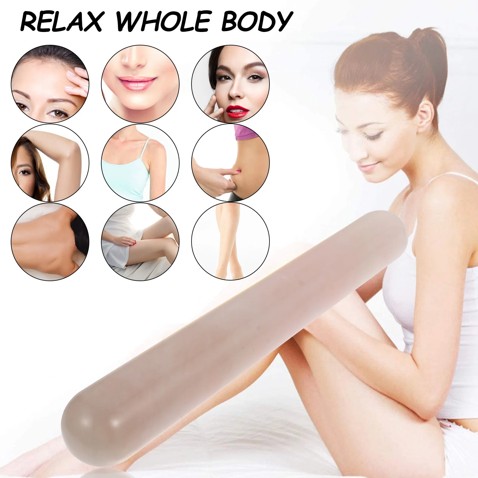 

2Pcs Facial Massage Stick Natural Crystal Stone Slimming Massagers Anti-Aging Face Roller for Relaxation Healing Firming Skin