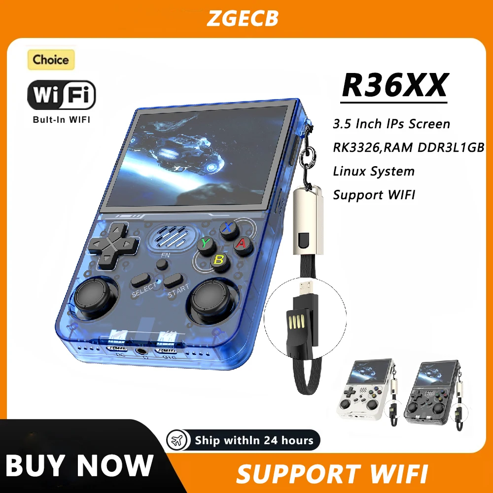 

R36XX Retro Linux Game Game Console Mini Pocket Handheld Game Player 3.5'' IPS Portable 128GB 20000+Games
