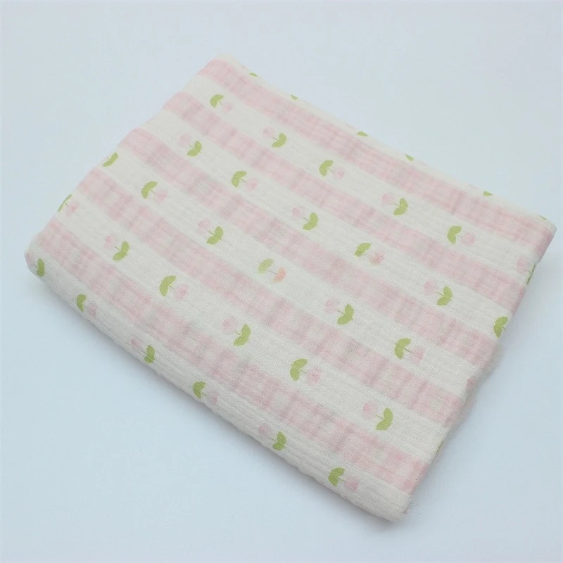 135x50cm Double Layer Cotton Gauze Crepe Tulip Print Sewing Cloth, for Children's Pajamas Blanket Home Wear Fabric