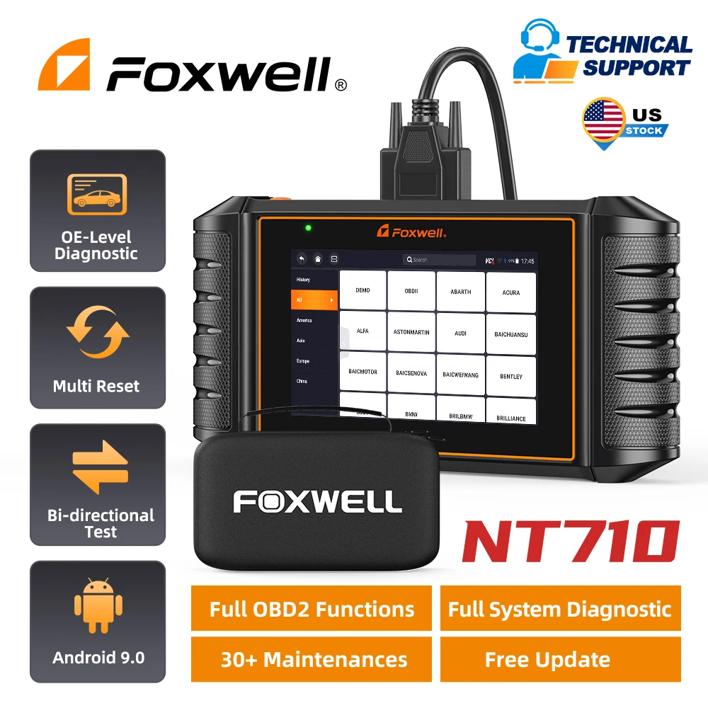 FOXWELL NT710 OBD 2 Car Diagnostic Tool ABS EPB A/F Oil Reset OBD2 Scanner Automotive Scanner Lifetime Free Update for 1 Brand