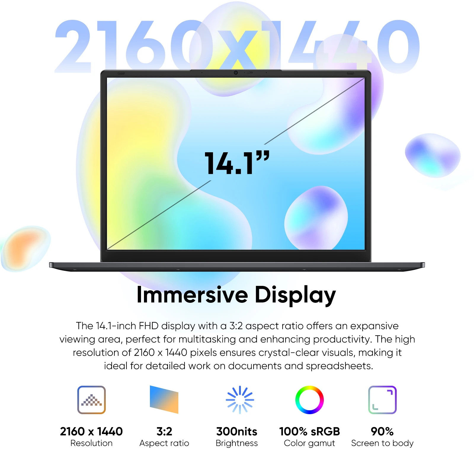 Laptop Windows 11 Pro com tela 2K de 14,1", 16 GB de RAM, 512 GB SSD, processador Intel Core, notebook ultrafino e leve