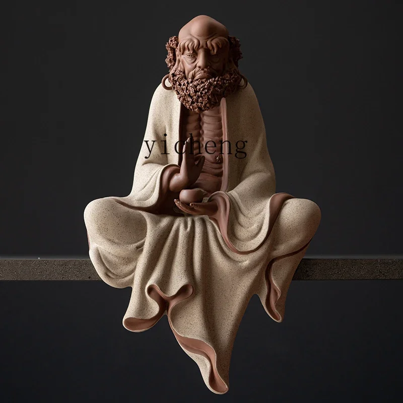 L7-14 purple sand Dharma patriarch ornament Chinese home living room entrance decoration office handicraft decoration