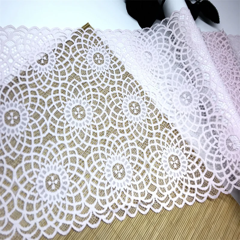 Quality Stretch Lace Sewing Accessories Two Tone Elastic Lace Trim Nylon-Spandex Lace Fabrics For Clothing Crafts