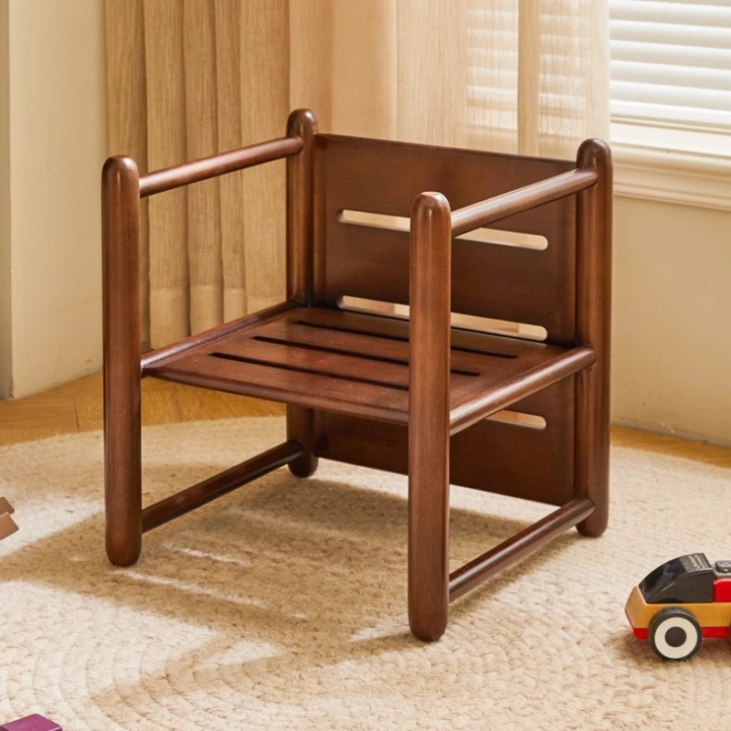 Solid Wood Shoe Stool with Backrest Multifunctional Children's Chair Creative 3-Sided Ottoman