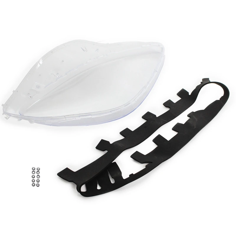 Left Headlight Lens Covers For Chevrolet C6 Corvette 2005-2013 With Black Trim Gaskets Seal Kit & 10Pcs Fix Nut Snaps