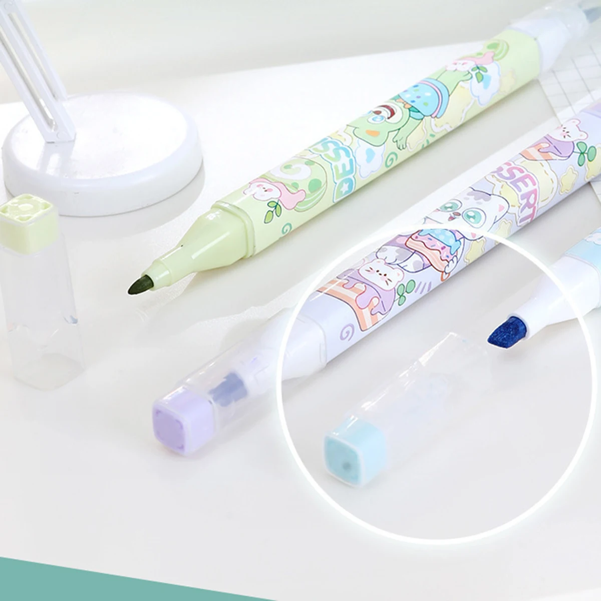 6 teile/satz Obst duft Pastell Farbe Highlighter Doppel Tipps Kawaii Marker Schule Liefert Highlighter Japanische Schreibwaren – Detail 6