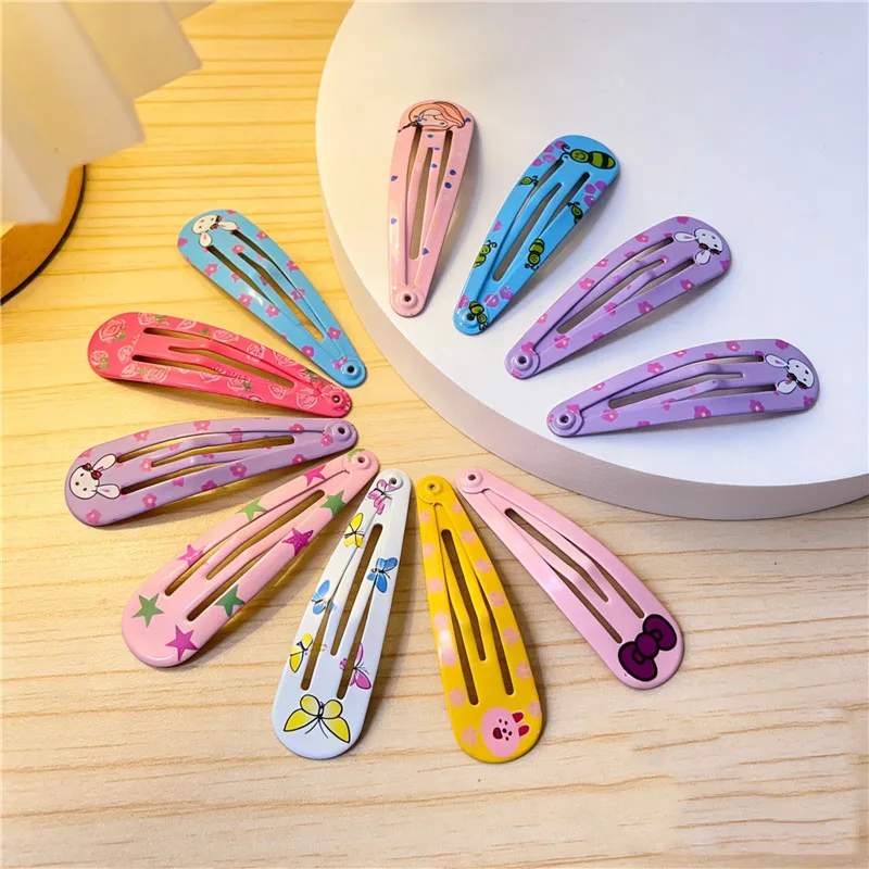 40 Stück/Set Bedruckte Haaraccessoires Tropfenförmige Haarspangen Prinzessinnen-Haarklammern Koreanische Haarclips Cartoon-Kopfschmuck Einfarbige Haarnadeln für Mädchen