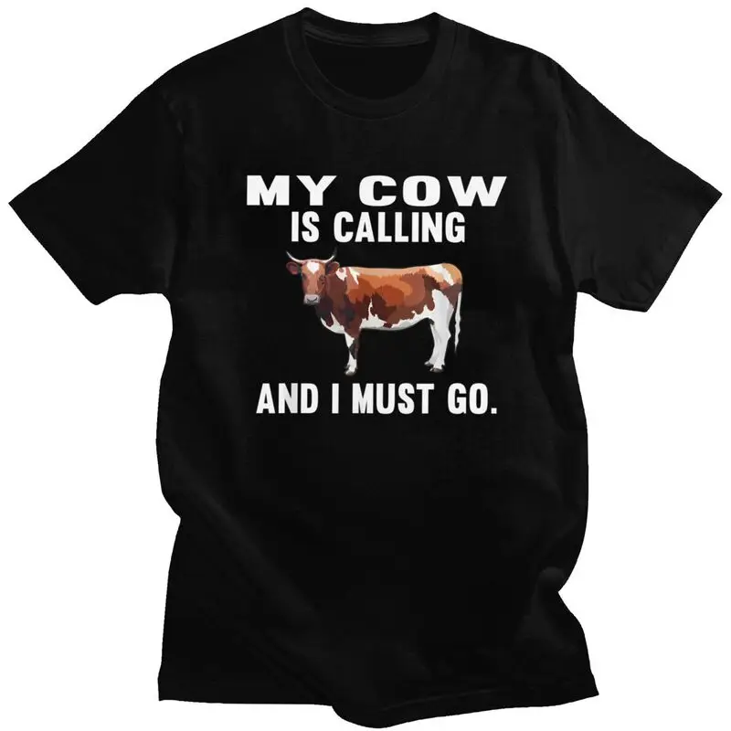 À la mode ma vache blanche brune appelle et je dois aller T-shirt hommes pur coton T-shirt ferme amoureux des animaux t-shirts de mode