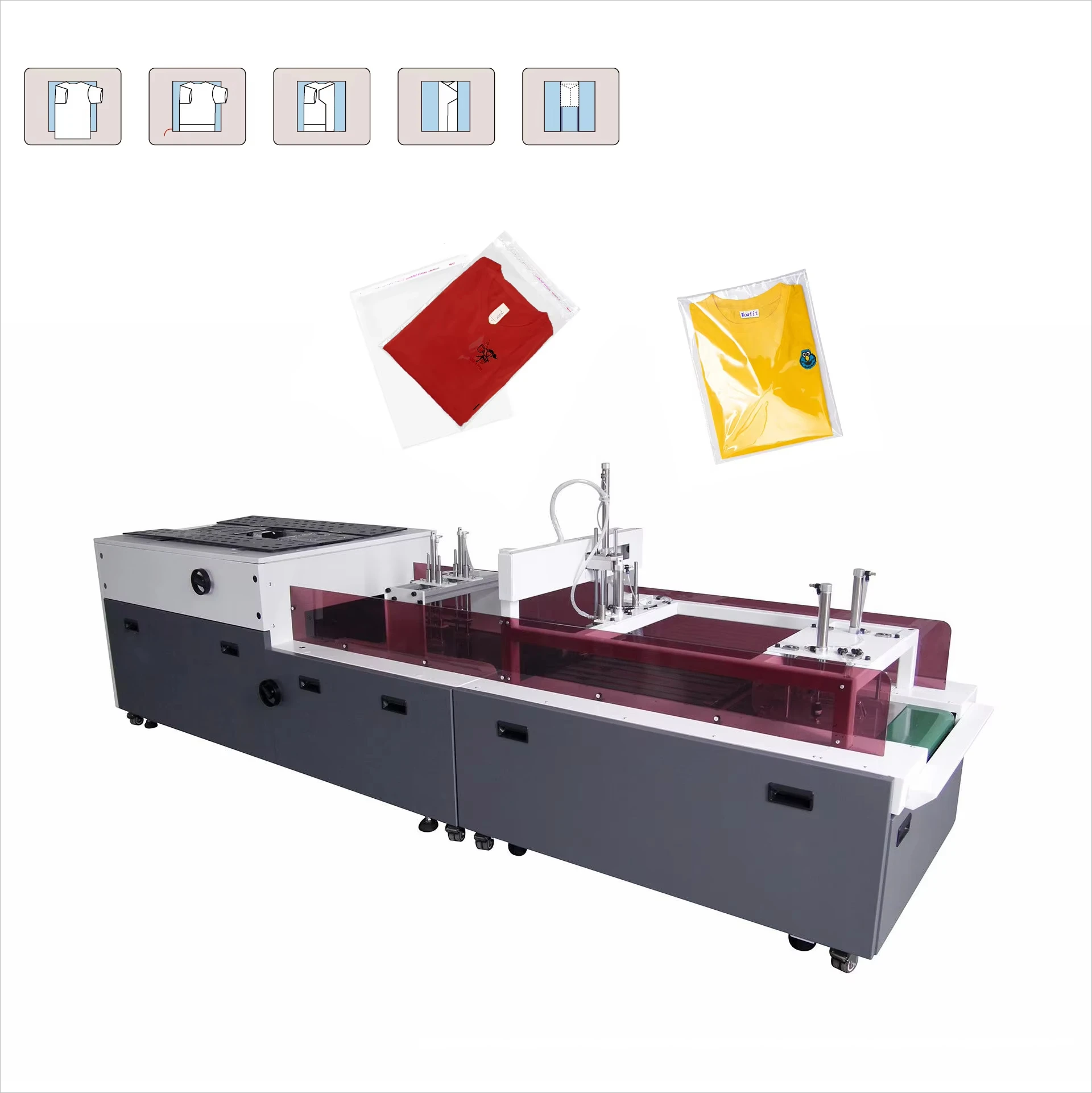 Clothes T-shirt Automatic Folding and Packing Machine/Clothes Apparel Folding Bagging Machine