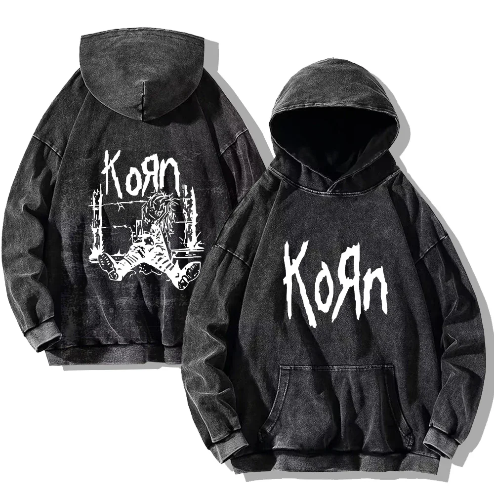 Korn Rock Band Wash hoodie Hip Hop street clothing Harajuku Korn Rock Sweatshirt Fashion retro pullovers for men and women