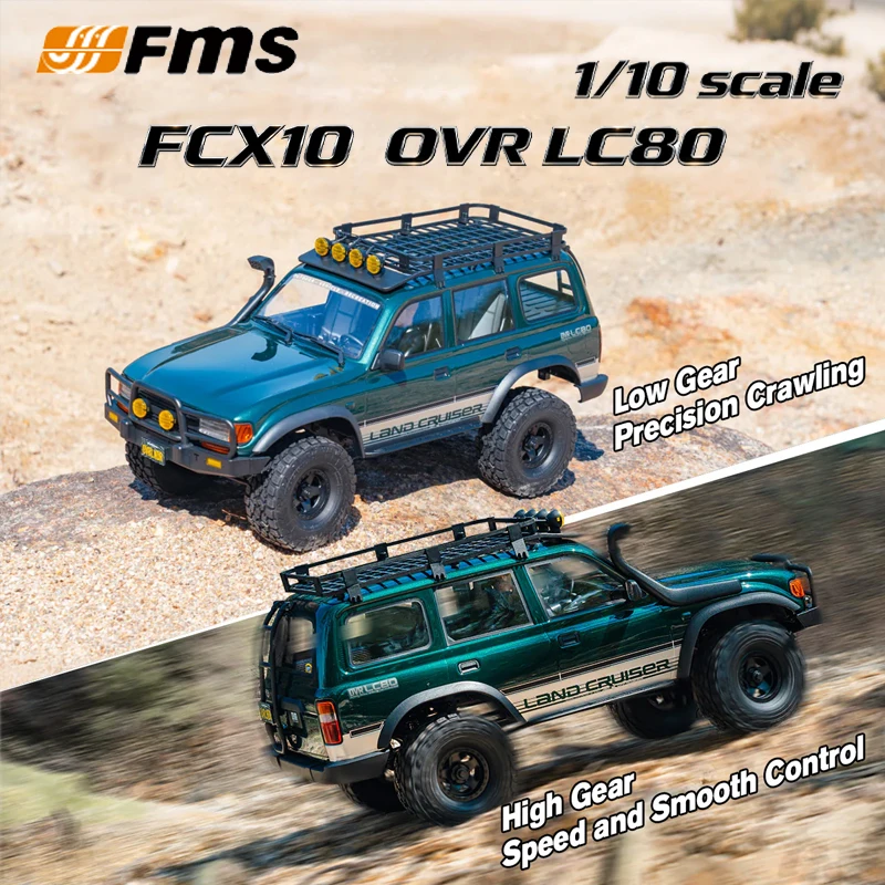 

FMS FCX10 OVR LC80 Green RS 1/10 Scale Brushless Remote control Crawler Simulation Offroad Vehicle RC Adult Collection Gift toy