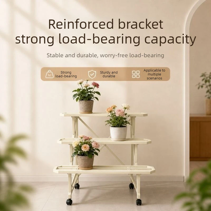 Outdoor Planters Plant Stands Flower Rack on Wheels Flower Pot Plant Ladder Plant Display Stand Home Balcony Garden Organizer