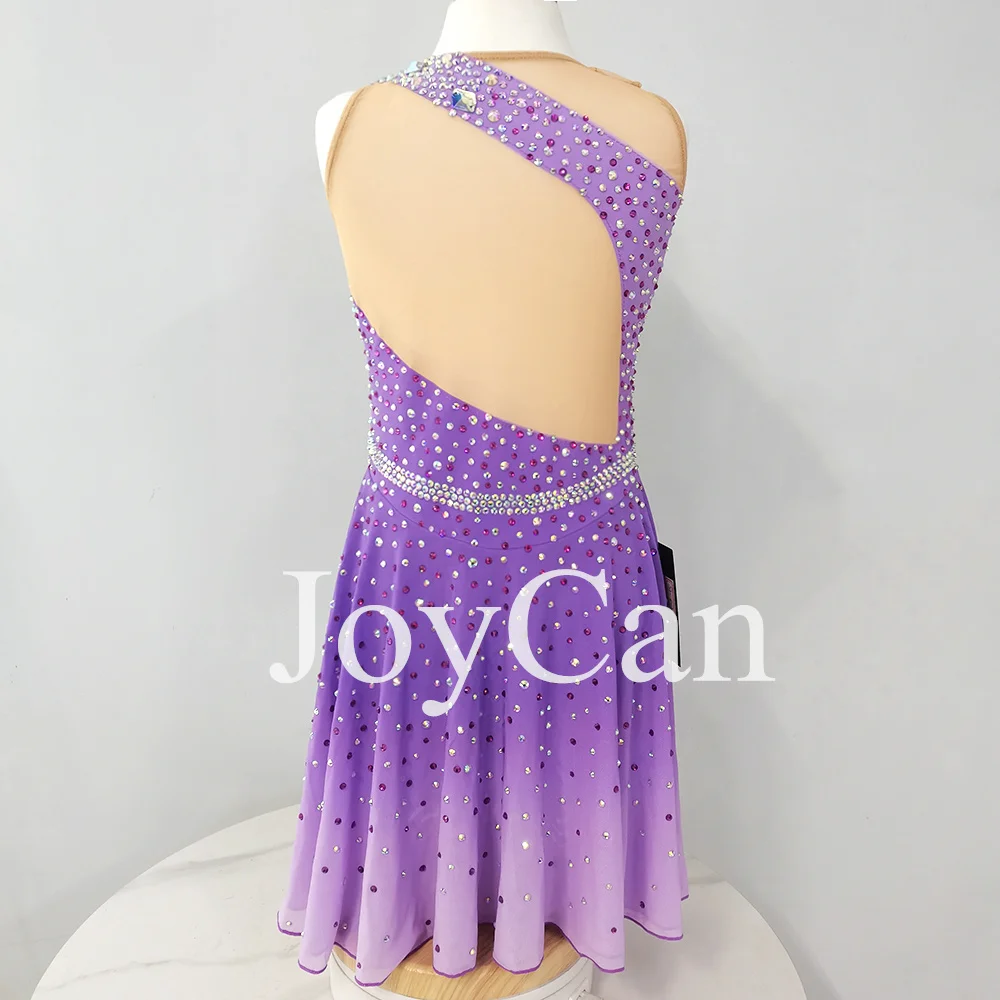 JoyCan-فستان التزلج على الجليد للفتيات ، دنة بنفسجية ، شبكة مطاطية ، ملابس الرقص المنافسة ، حسب الطلب