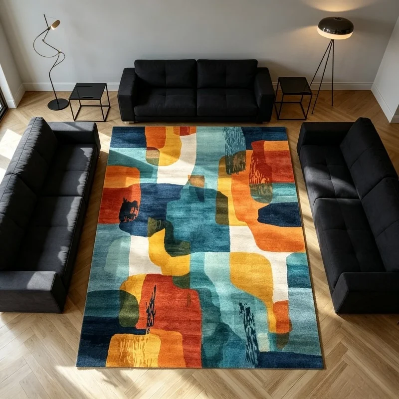 Rugs Mid Century Carpet Living Room Home Decoration Carpets Green Vintage Rugs Bedroom Bedside Area Floor Mat