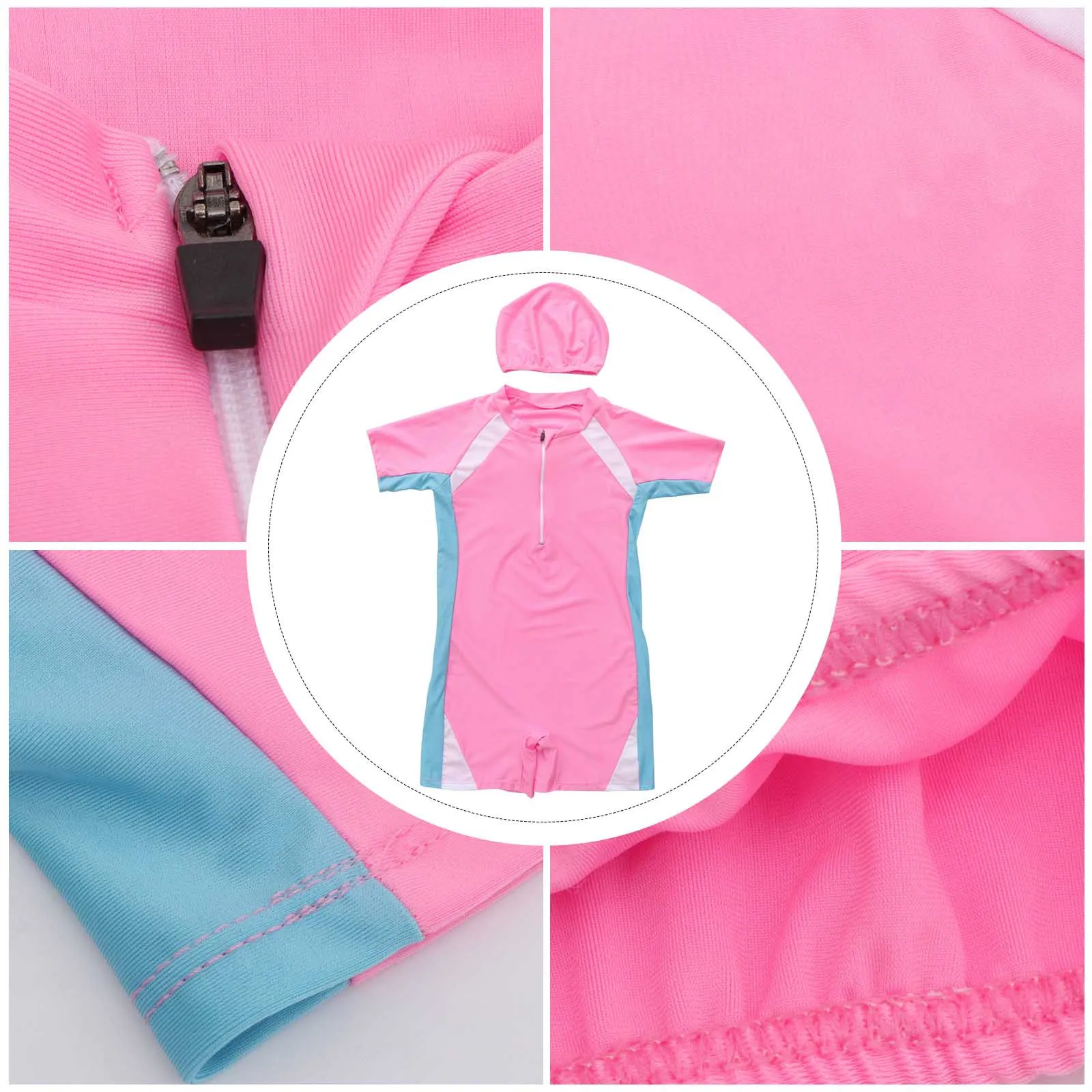 بدلة سباحة من قطعة واحدة مقاومة للشمس سريعة الجفاف من Chinlon باللون الوردي Xl 8-12 سنة بدلة استحمام صيفية للبحر #2