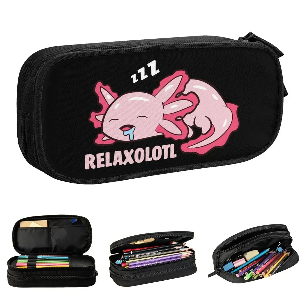 

Axolotl Lover Pencil Case Classic Mexican Salamander Relaxolotl Pen Bag Kids Big Capacity Students School Gifts Pencilcases