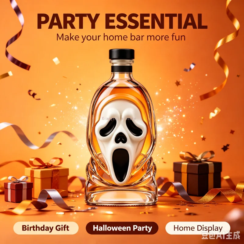 Ghost Shaped Glass Decanter Novelty Liquor Bottle Whiskey Wine Container Halloween Home Bar Decoration Party Gift