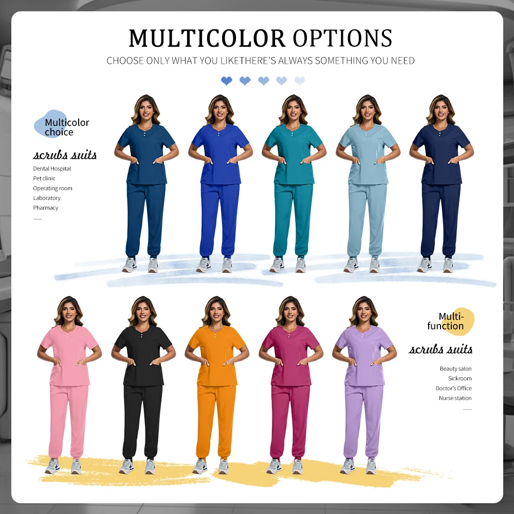 Pharmacy Nurse Uniform Multicolor Medical Surgical Suits Scrubs Jogger Sets Women Pet Medical Clothing Beauty Salon Spa Uniforms