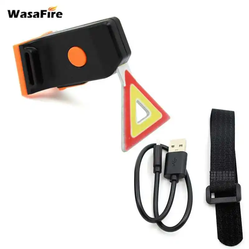 WasaFire Triangle Bicycle Tail Light COB LED Bike Rear Light 6 Modes USB Rechargeable Cycling Taillight Night Warning Lamp