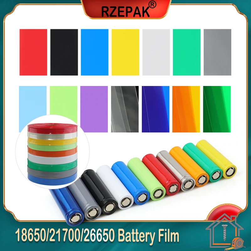 25 à 2000 pièces de film isolant pour batterie 18650/21700/26650, pré-coupé, protection pour batteries, enveloppe, étui, gaine, tube thermorétractable en PVC