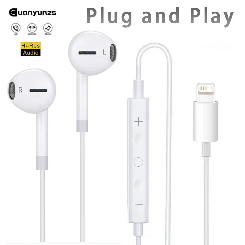 Wired Earphones with Line Original Type C for Apple Lightning Headphone Iphone 5 6 8 7 Plus X XS MAX XR 10 11 12 13 14 Pro 15 16