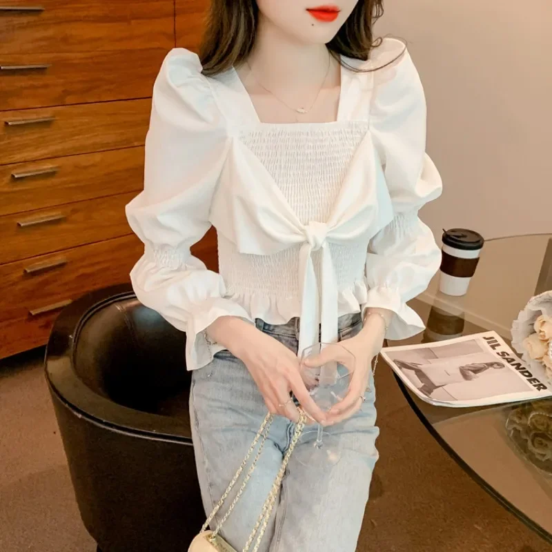 French Bow Chiffon Shirt Women's Long Sleeve New Sweet Temperament Design Sense Niche Chic Shirt