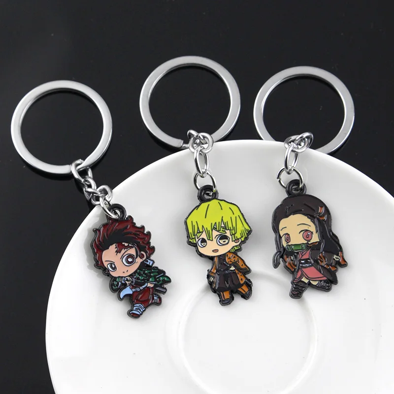 أنيمي شيطان القاتل المفاتيح كامادو تانجيرو الاكريليك موضة الاتجاه حلقة رئيسية للقرط للنساء الرجال هدية الديكور سيارة مجوهرات