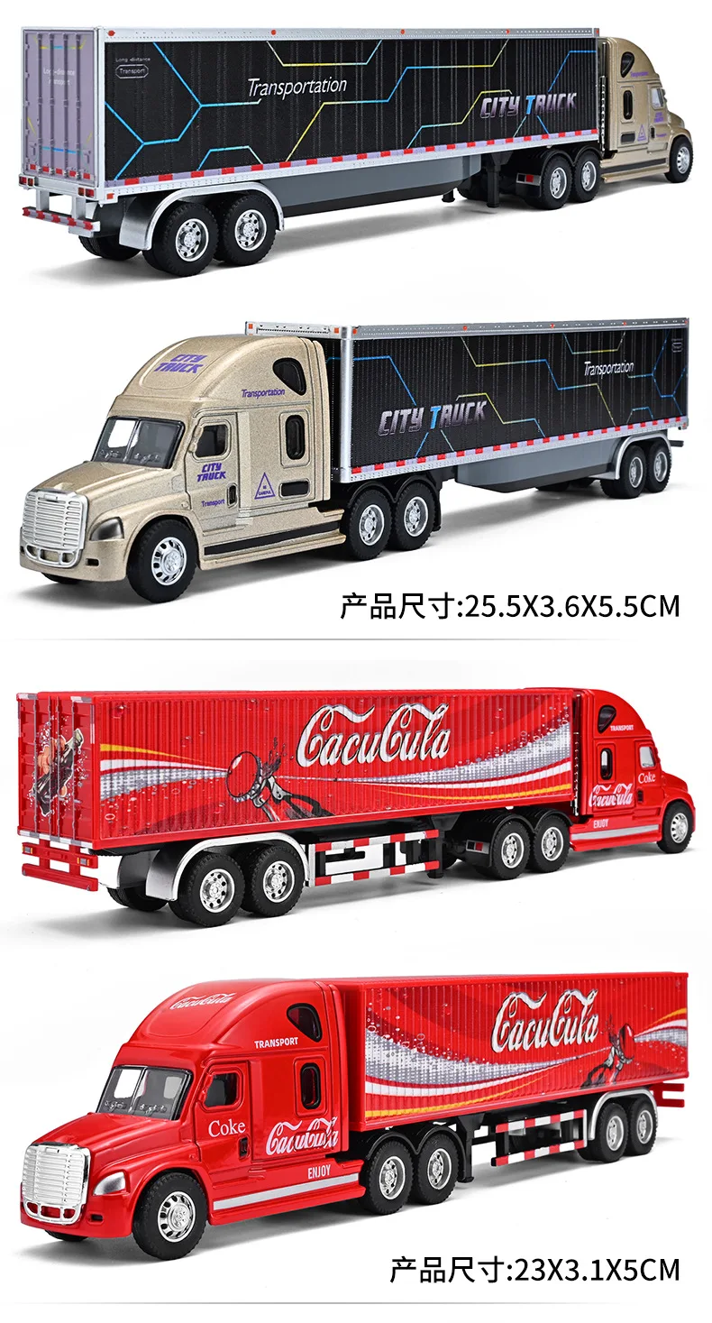 1:64 Kleiner Container-LKW mit Anhänger, Gulf-Version, Simulationsmodell aus Metall, Dekoartikel, Spielzeug, Sammlerstück, Geschenk für Jungen – Detail 9
