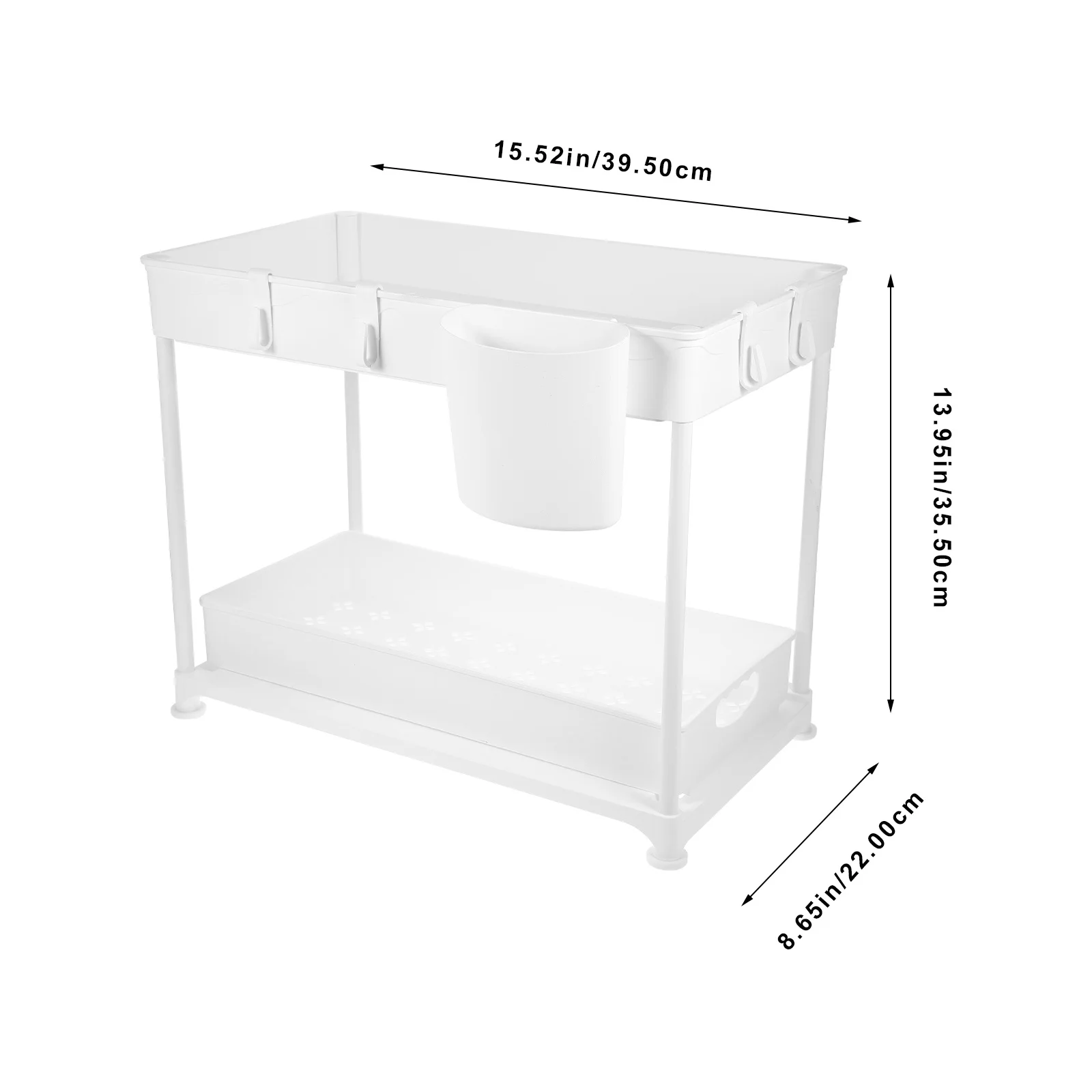 Double Layer Kitchen Cabinet Organizer Retractable Under Counter Shelf for Spice Bottles and Kitchen Supplies Telescoping Sink