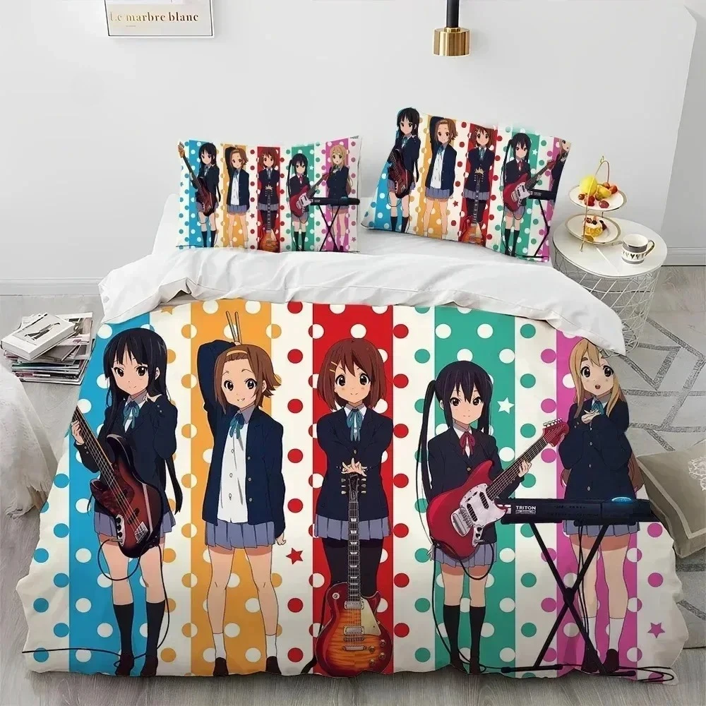 

K-ON Cartoon Cute Lolita Kawaii Girls Bedding Set Printed With Pillowcase Bed Duvet Cover Soft Queen King Size Bedclothes Home