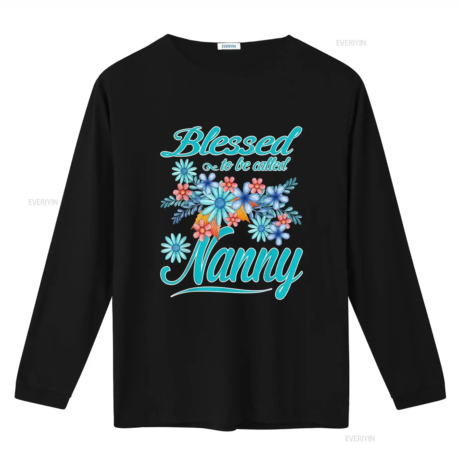 Blessed To Be Called Nanny Floral Print T Shirt Perfect Mother's Day  vintage Washed Casual designer clothes Unisex Stretched
