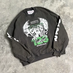 Yao888 rrr123 Mode Luxusmarke lässig Streetwear o Hals Baumwolle Pullover Männer Tops Vintage Grafik Print Sweatshirt für Männer