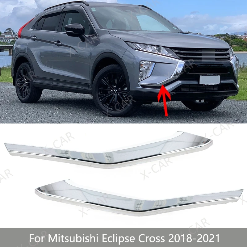 Faro antiniebla del parachoques delantero, tira embellecedora cromada inferior, moldura, tapa de cubierta decorativa para Mitsubishi Eclipse Cross 2018 2019-2021