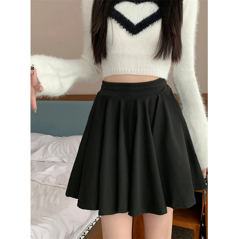 

Pleated Short Skirt Women Summer 2024 Basic Solid High Waist Y2k Skirt Loose Versatile A-line Mini Skirt Female