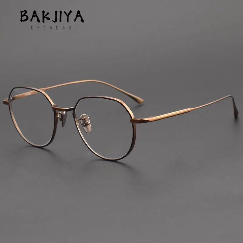 العلامة التجارية اليابانية مصمم البيضاوي جولة النظارات الإطار الرجال إطار كبير التيتانيوم النقي الرجعية مشهد النظارات خفيفة نمط جديد #4
