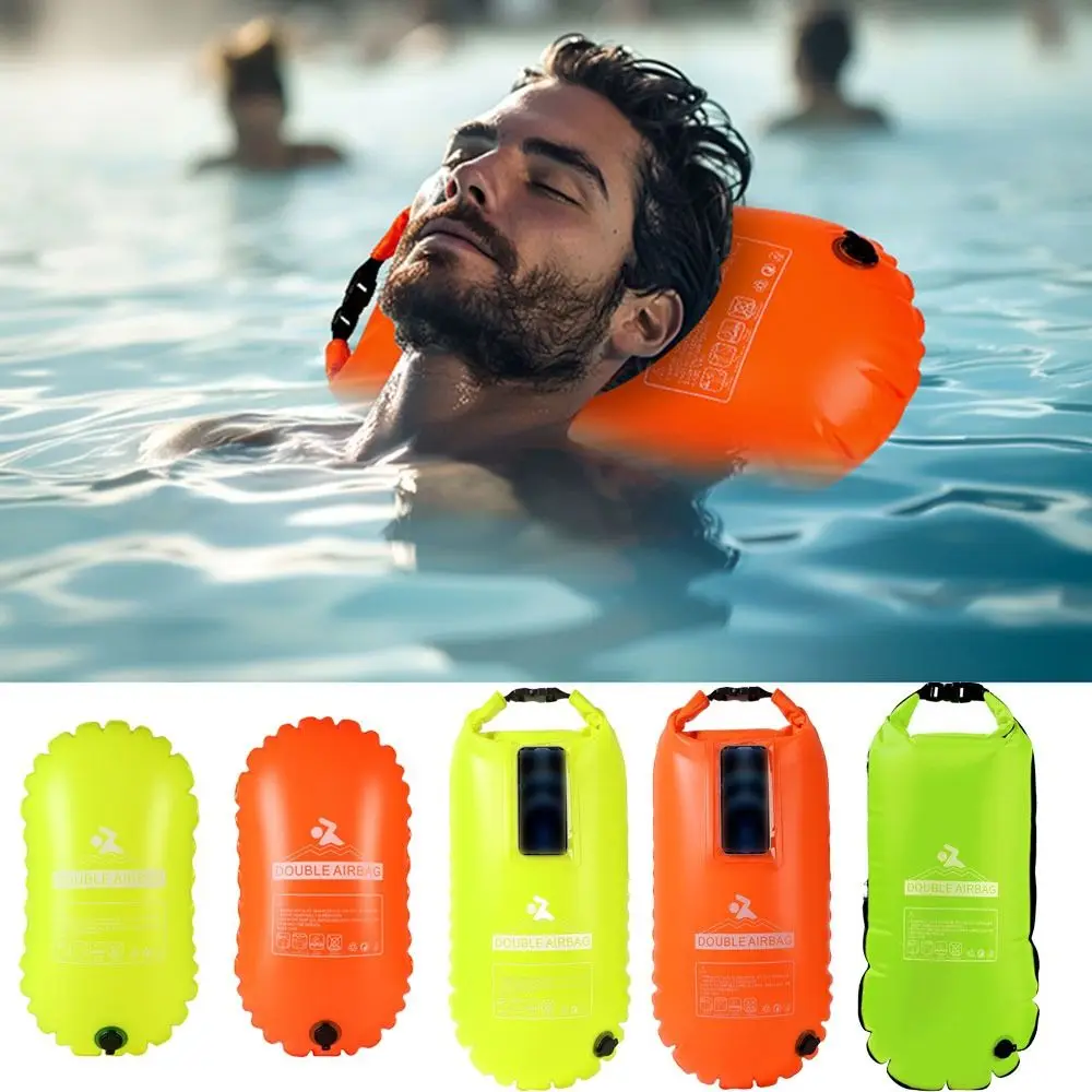

Double Air Bag Inflatable Swimming Buoy Waterproof Touch Screen Phone Bag Tow Float Dry Bag Reusable Thickened Swim Safety Float