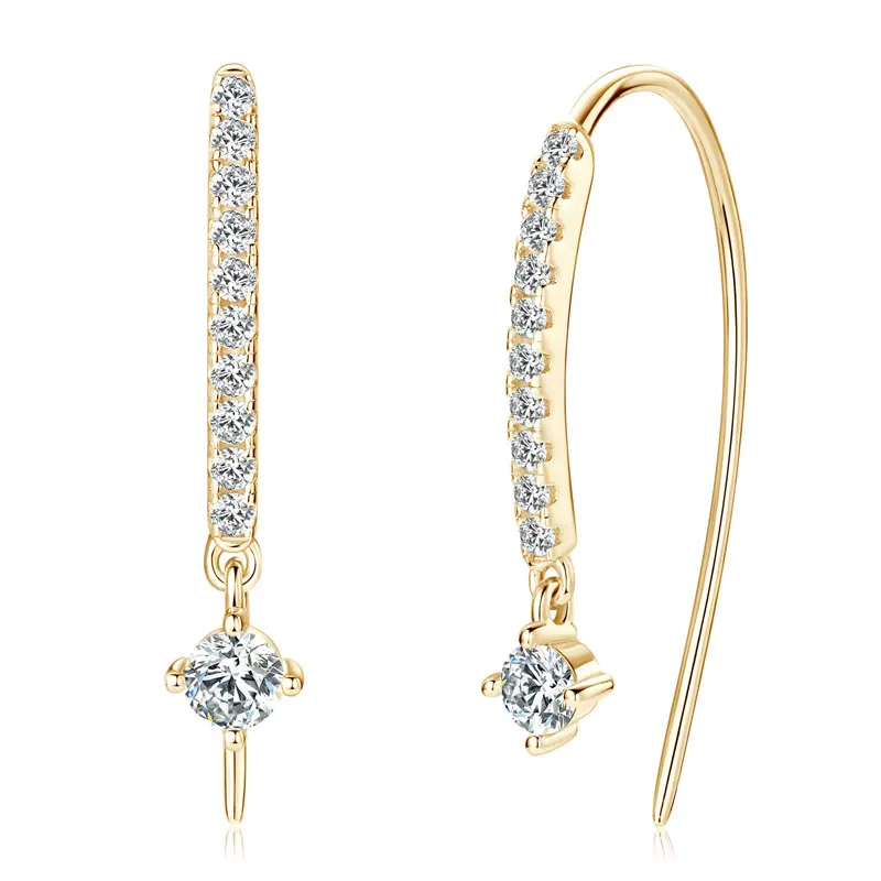 RAPRGOLD كامل مويسانيتي قرط الاذن المرصع للنساء ريال 925 فضة ثقب U-شكل أقراط غرامة مجوهرات هدية Pendiente #3