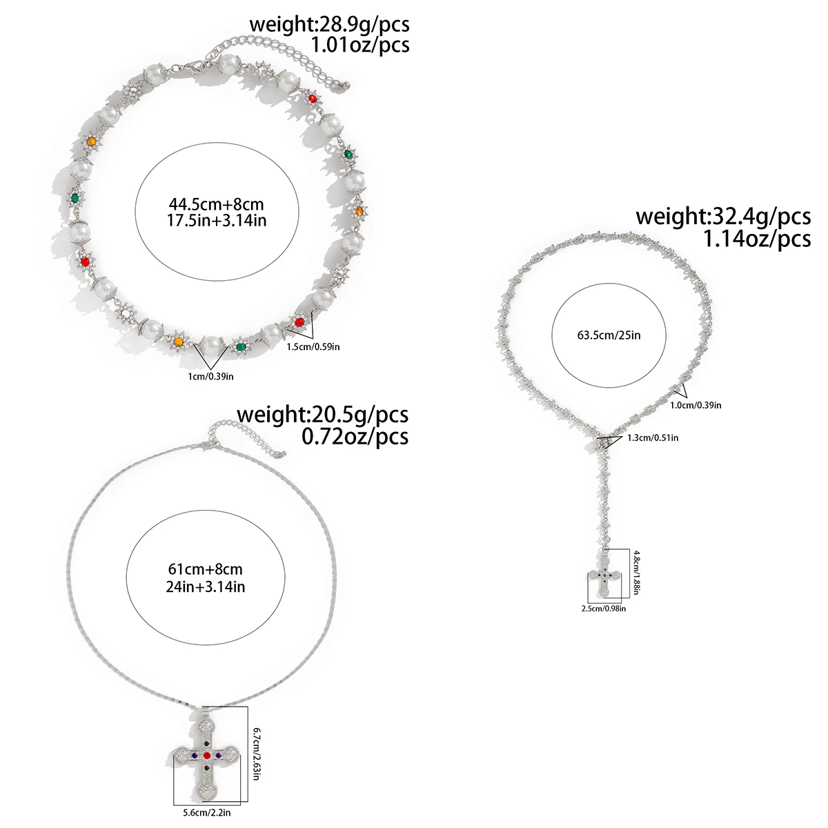 Ingemark Luxury Rhinestone Imitation Pearl Beads Chain Necklace Women Wed Bridal Vintage Jesus Cross Pendant Choker Y2K Jewelry image 5