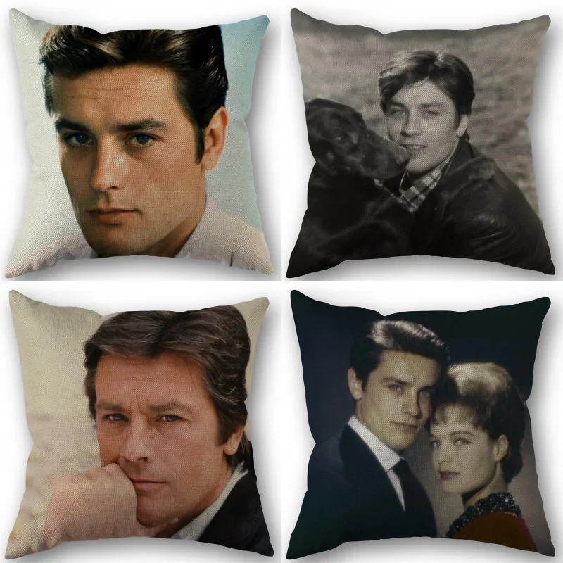 

Custom Alain Delon Pillowcase Home Textile Cotton Pillow Covers Wedding Decorative Pillow Cover Square 45x45CM 0603