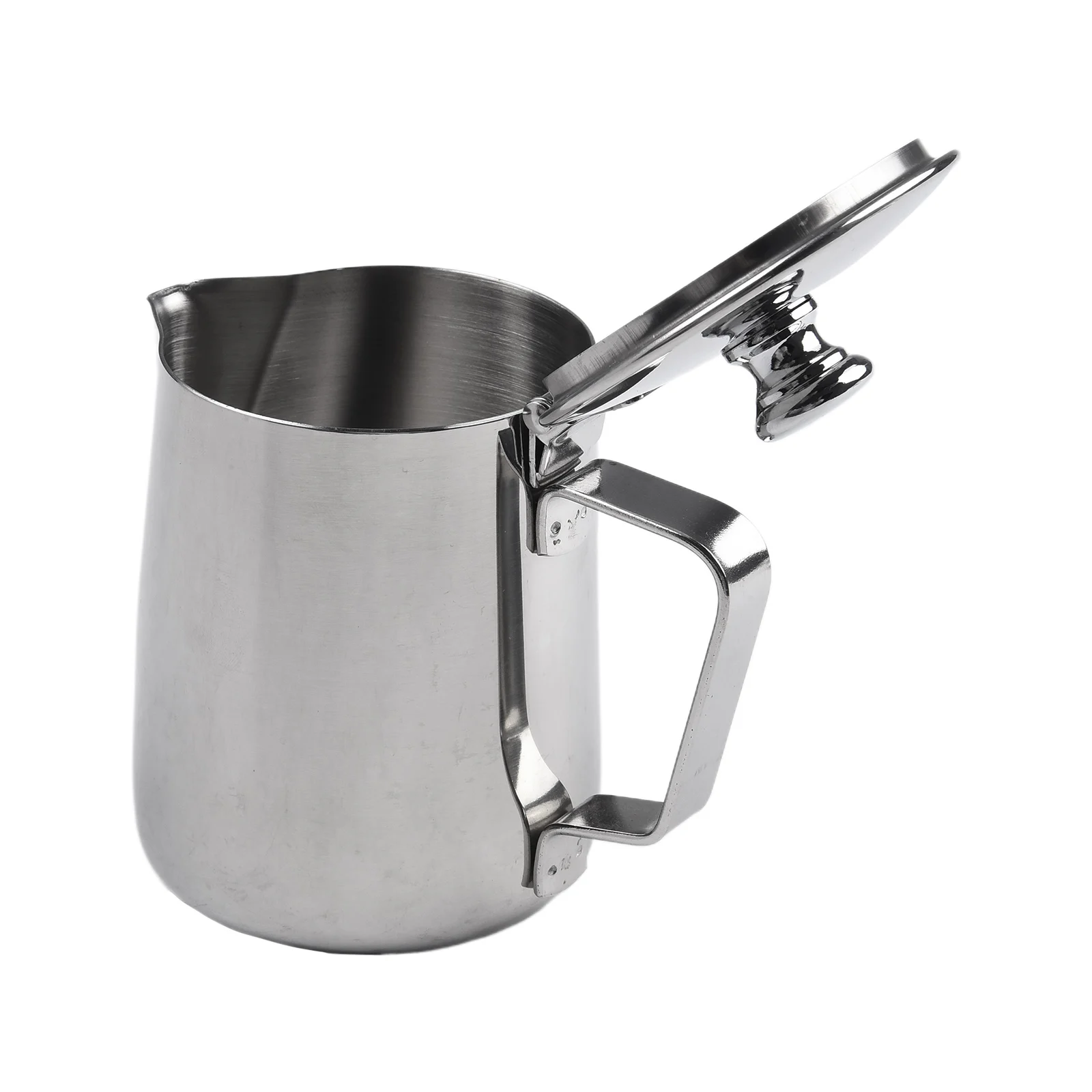 Stainless Steel Frothing Pitcher for Coffee Lovers Enjoy Warm Delicious Milk Coffee with Innovative Lid Design