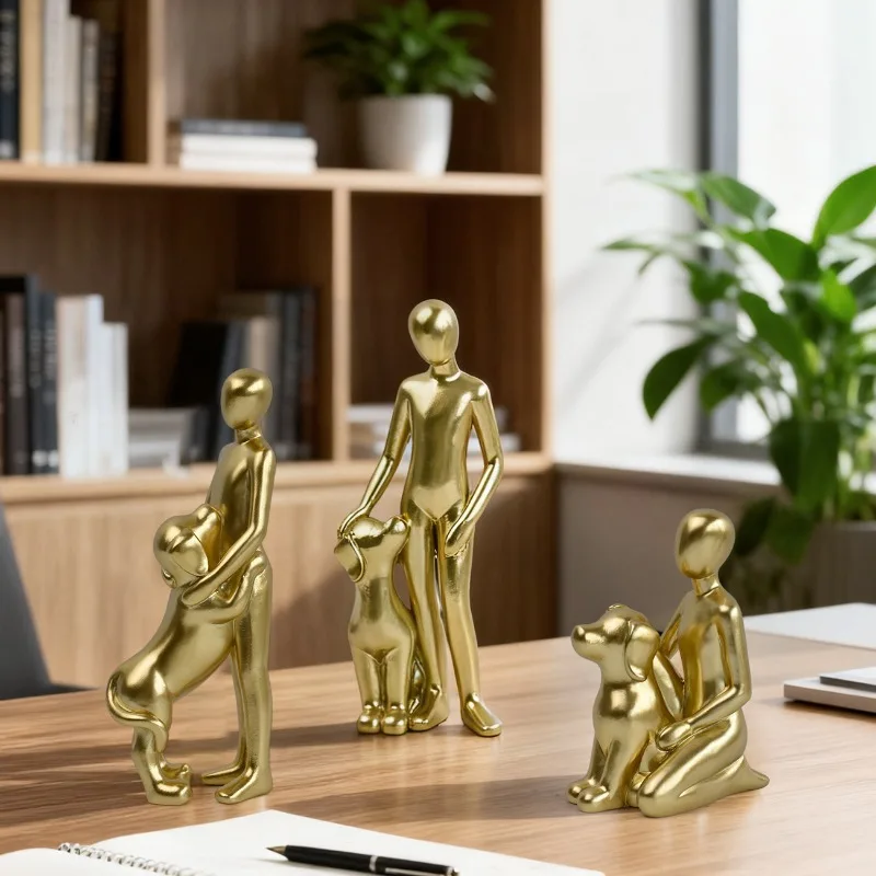 

Sculptures of Humans and Dogs, Pet Lovers' Love for Decorations, Abstract Character Statue Decorations for Crafts, Gifts