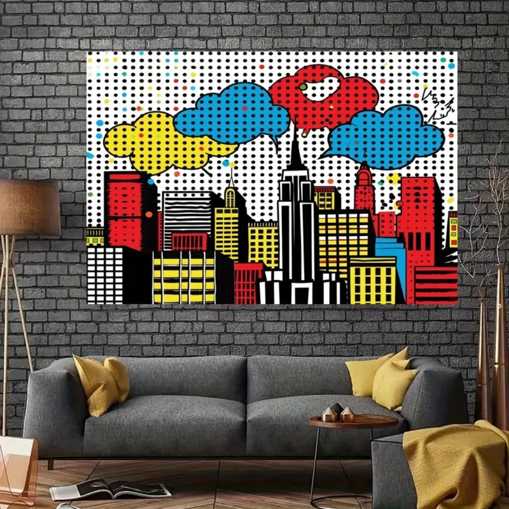 Superhero City skyline background Polyester photography banner studio booth and party decorations