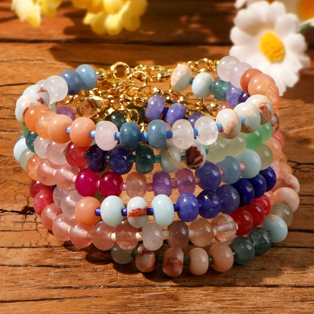 1pc Gorgeous Abacus Seed Fashion Jewelry Natural Stone Bangles Handmade Gemstone Beaded Bracelets for Women Friendship Gifts