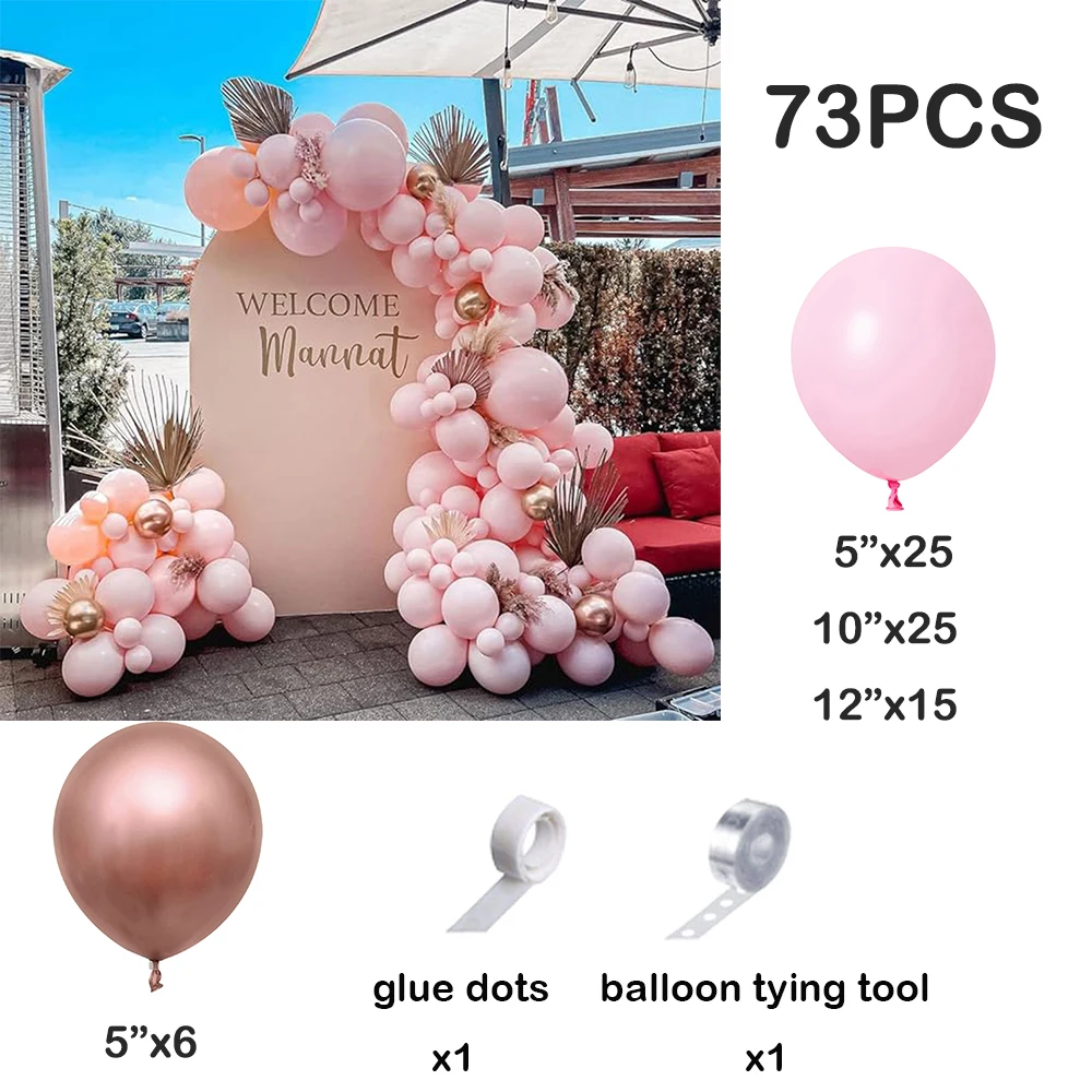 Pink Balloons Arch Baby Pink Rose Gold Latex Balloon Garland Kit Baby Shower Girl Birthday Party Wedding Anniversary Decoration